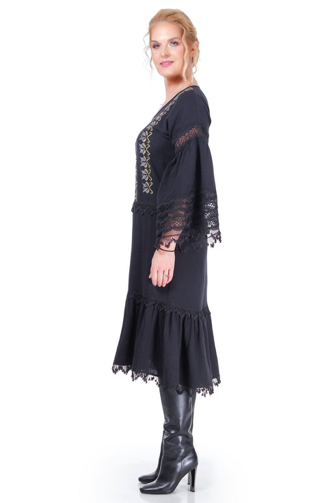 Rochie vascoza neagra cu broderie  Liza Panait Liza Panait Online Boutique
